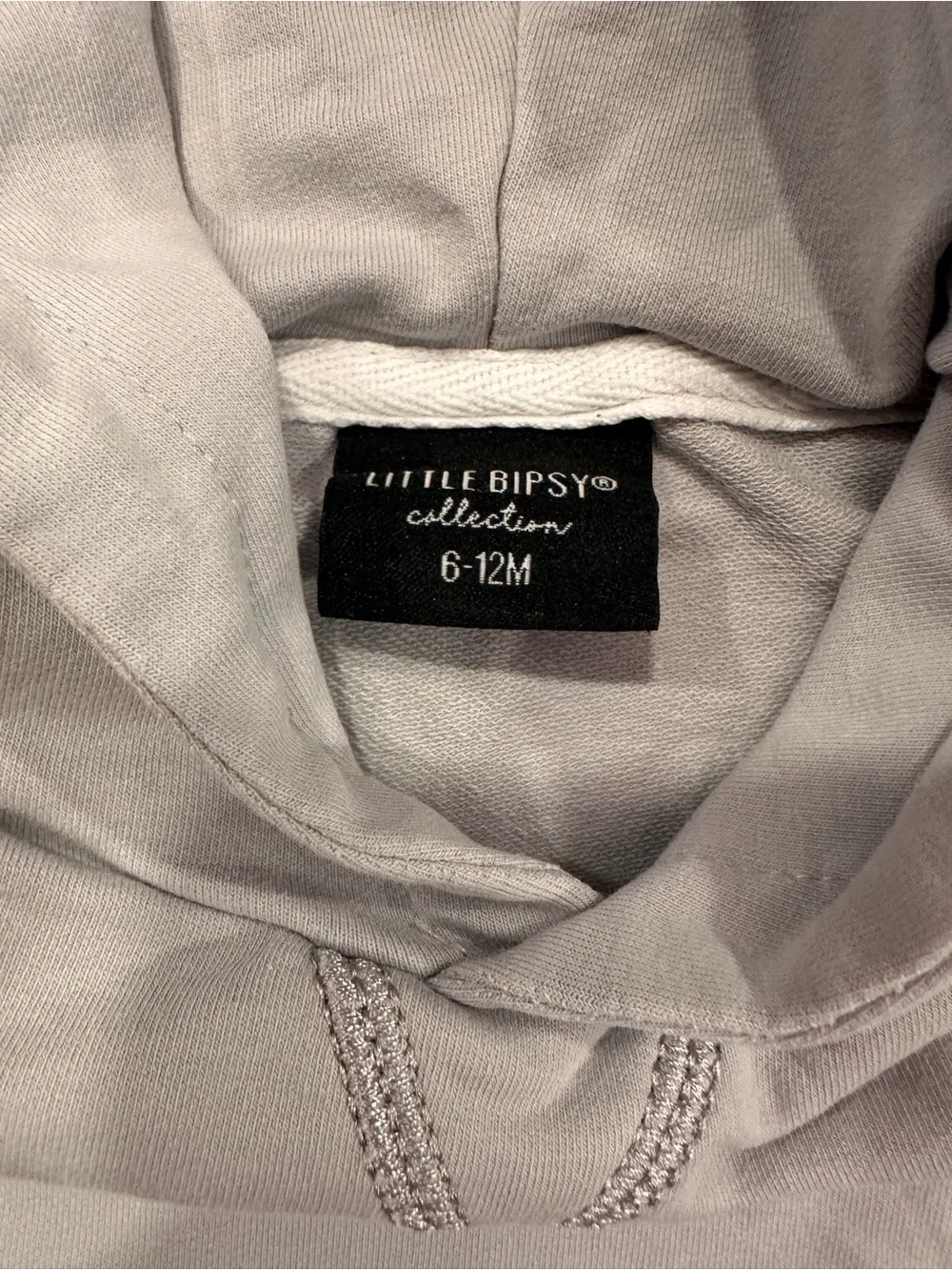 EUC Little Bipsy Short Sleeve Hoodie, Frost Gray, 6-12 Months